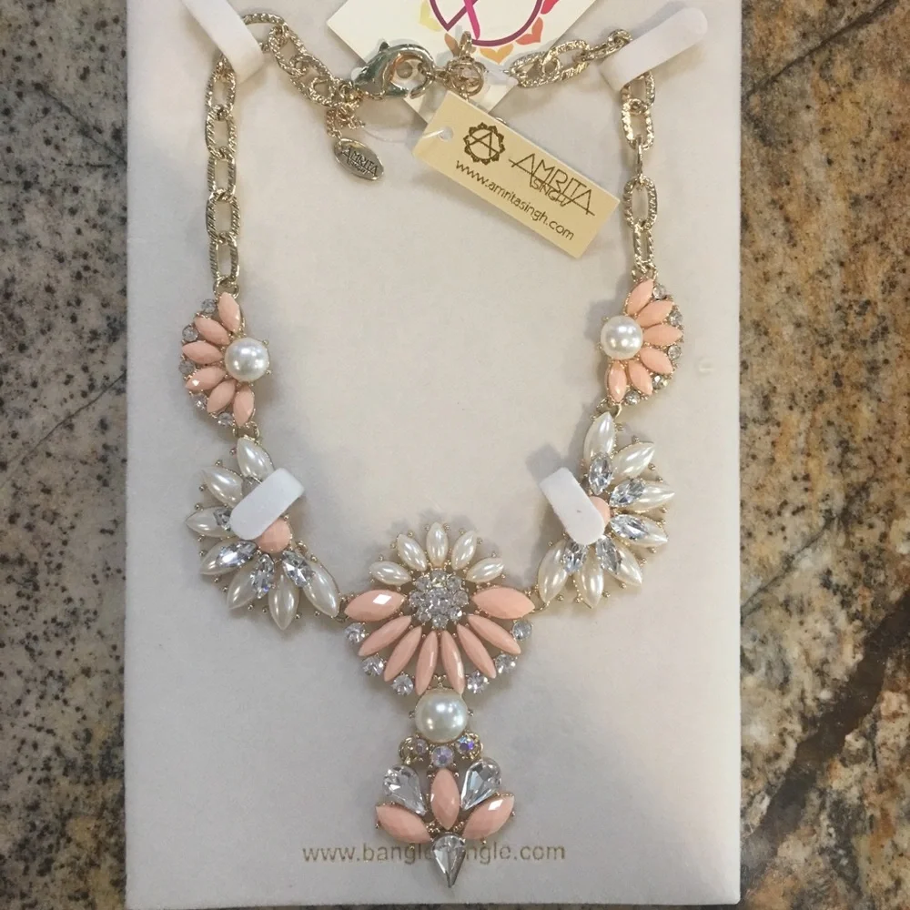 Amrita Singh Peach & Pearl Necklace - Picture 2 of 8